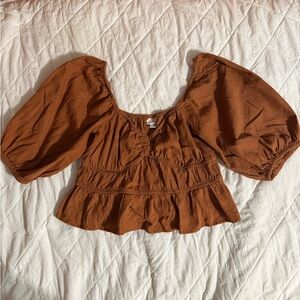 a new day Women's Rust Puff Sleeve Blouse